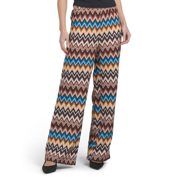 VENTI Multi Made In Italy Chevron Flare Pants - Picture 1 of 2